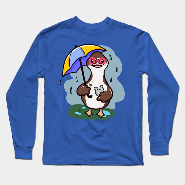 Rainy days duck Long Sleeve T-Shirt by Jurassic Ink